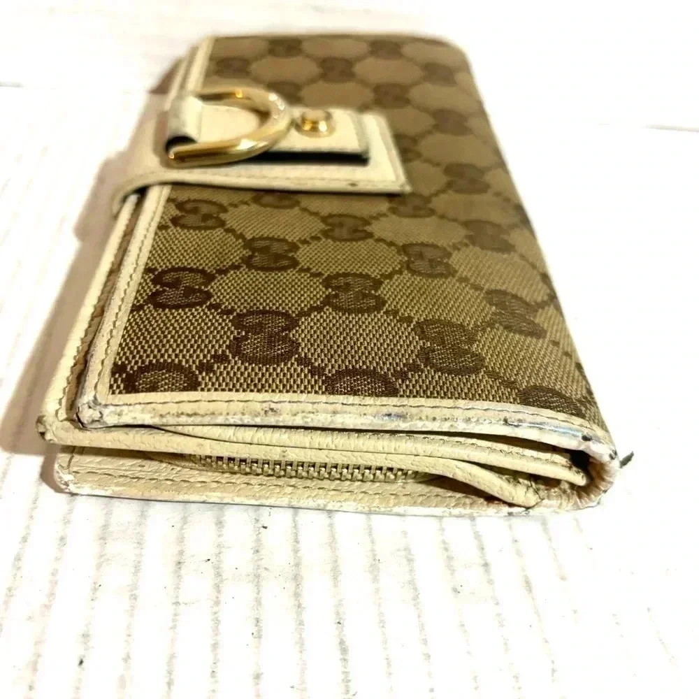 Gucci GG brown white Canvas leather wallet - Picture 5 of 11